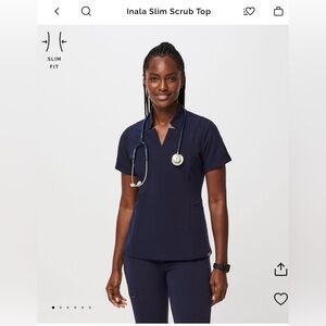 Figs Navy Inala Slim Scrub Top